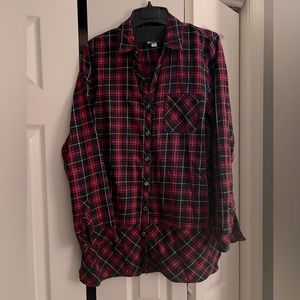J Jill button down plaid tunic, size medium.